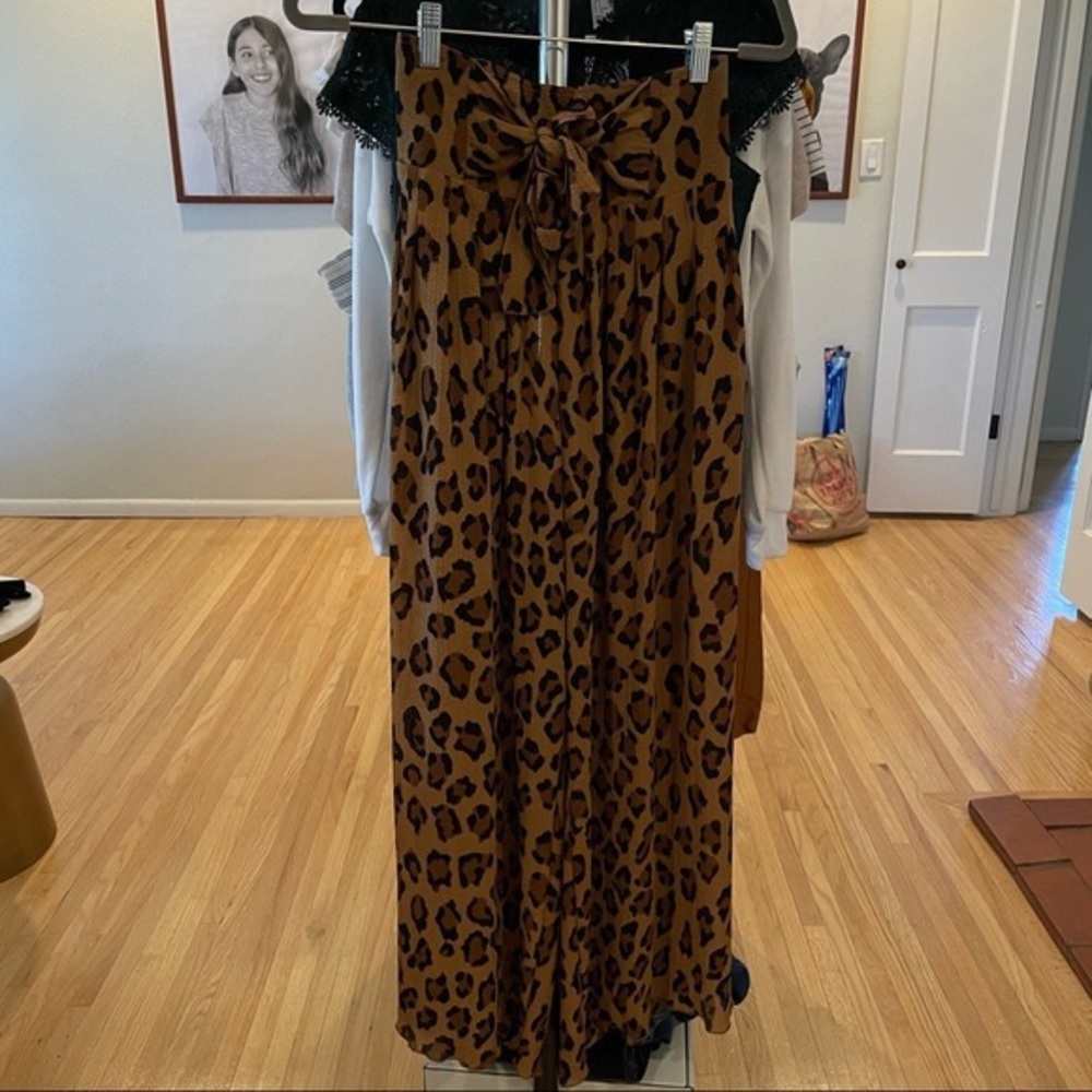 Free People Wake Up Leopard Wide Legs Pants